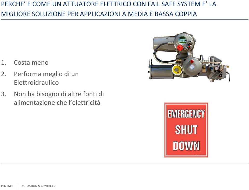 1. Costa meno 2. Performa meglio di un Elettroidraulico 3.