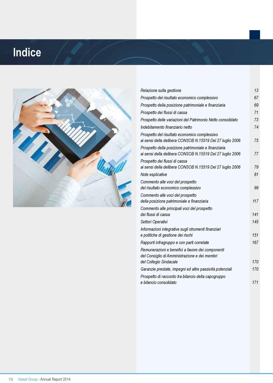 15519 Del 27 luglio 2006 75 Prospetto della posizione patrimoniale e finanziaria ai sensi della delibera CONSOB N.