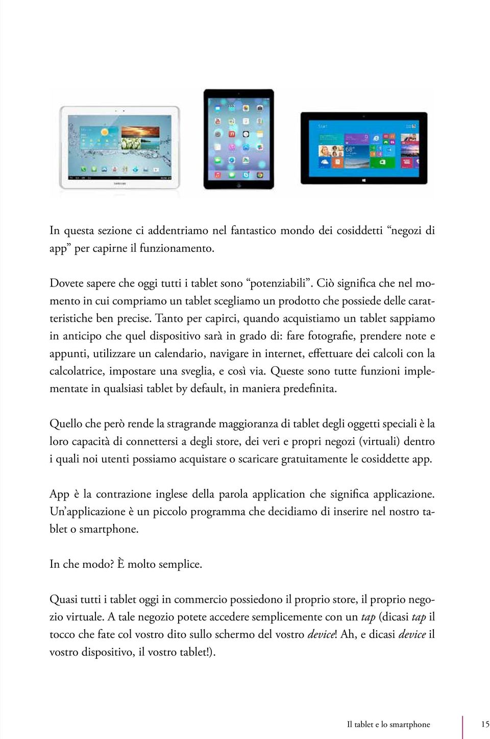 Tanto per capirci, quando acquistiamo un tablet sappiamo in anticipo che quel dispositivo sarà in grado di: fare fotografie, prendere note e appunti, utilizzare un calendario, navigare in internet,