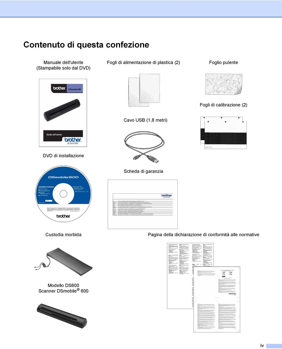 Cavo USB (1,8 metri) DVD di installazione Scheda di garanzia Custodia morbida