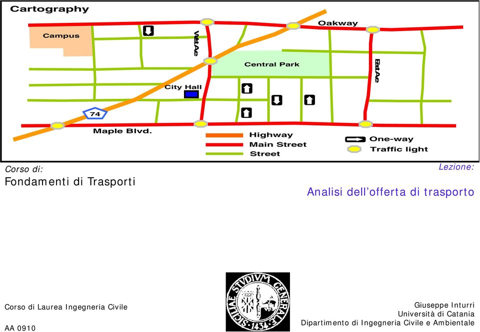 Highway One-way Main Street Traffic light Street Corso di: Lezione: