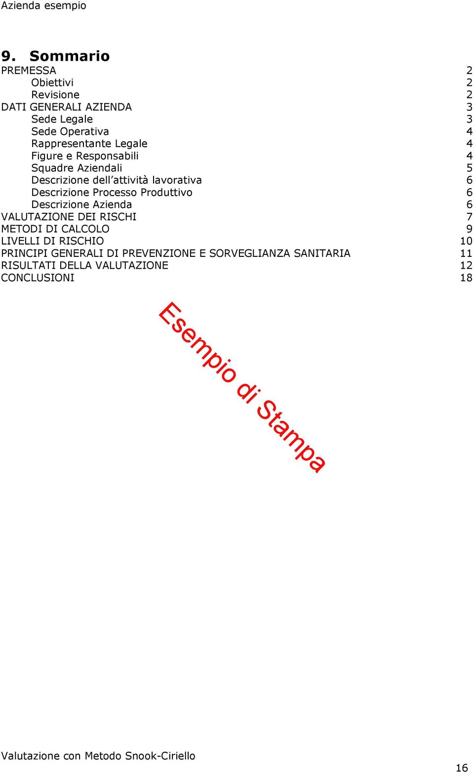 Descrizione Processo Produttivo 6 Descrizione Azienda 6 VALUTAZIONE DEI RISCHI 7 METODI DI CALCOLO 9 LIVELLI