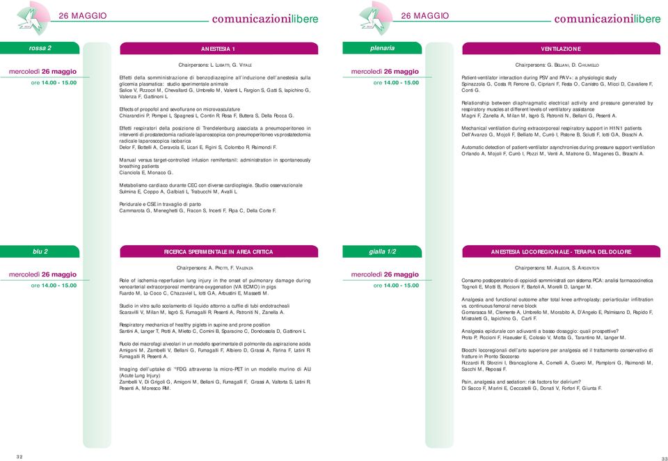 Fargion S, Gatti S, Iapichino G, Valenza F, Gattinoni L. Effects of propofol and sevoflurane on microvasculature Chiarandini P, Pompei L, Spagnesi L, Contin R, Rosa F, Buttera S, Della Rocca G.