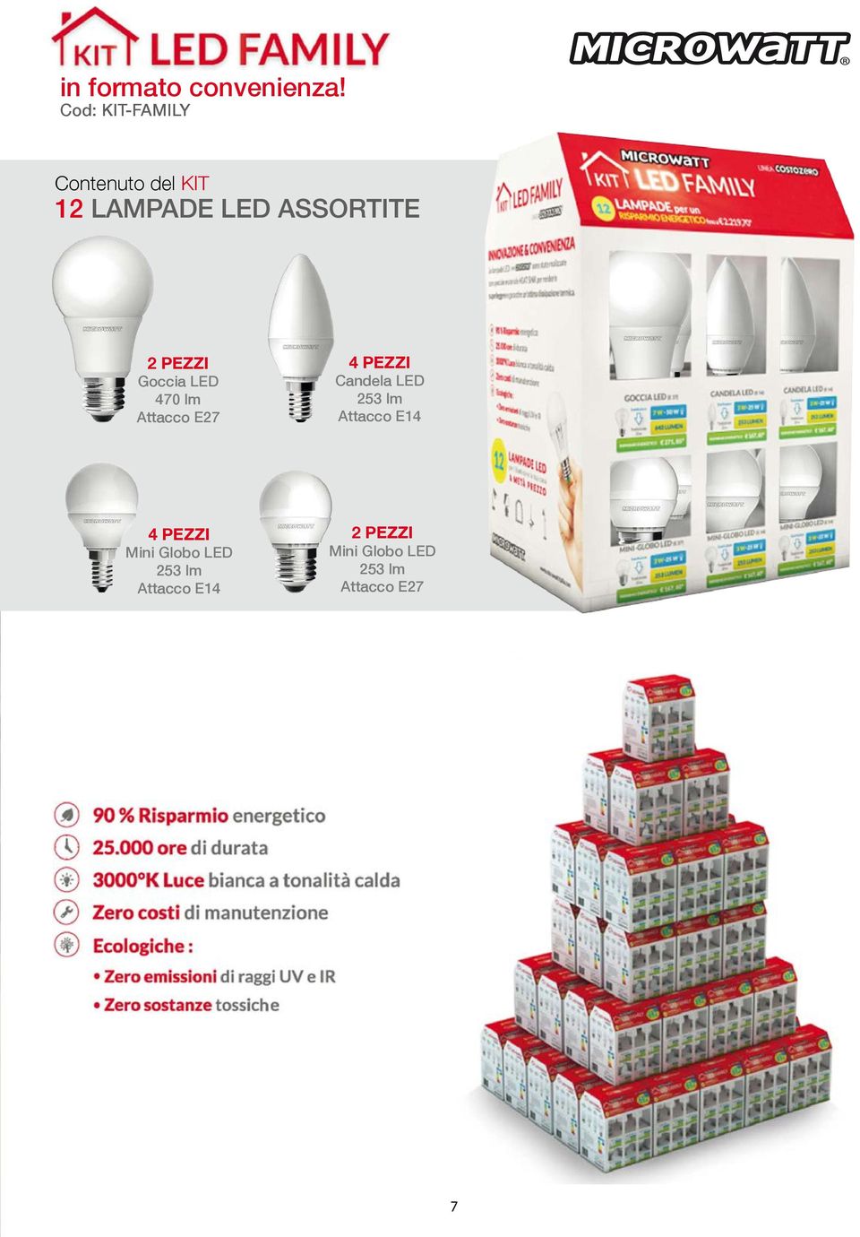 PEZZI Goccia LED 470 lm Attacco E27 4 PEZZI Candela LED 253