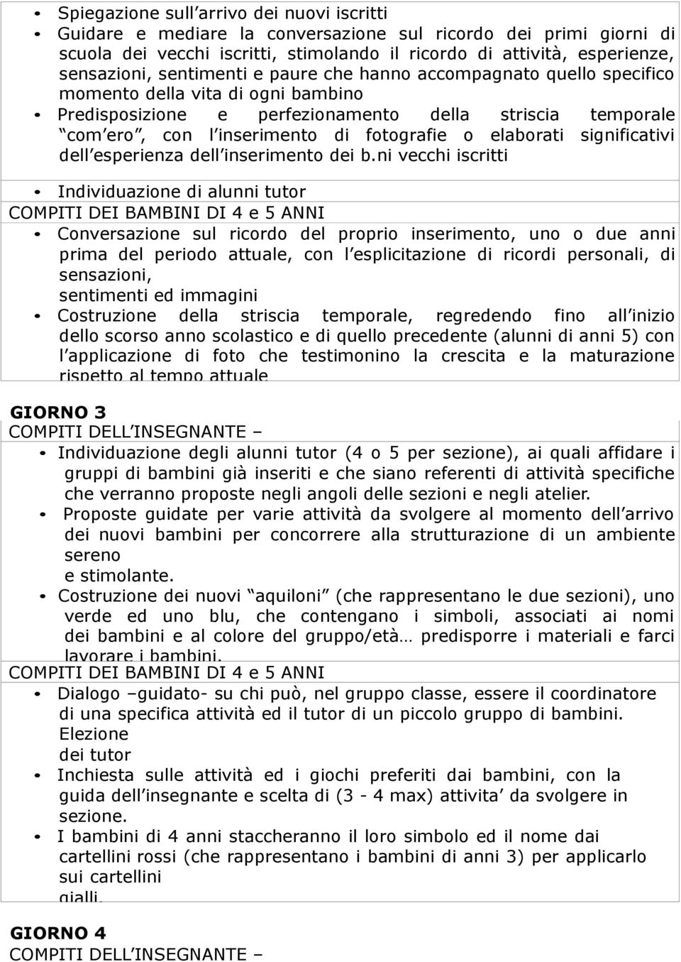 elaborati significativi dell esperienza dell inserimento dei b.