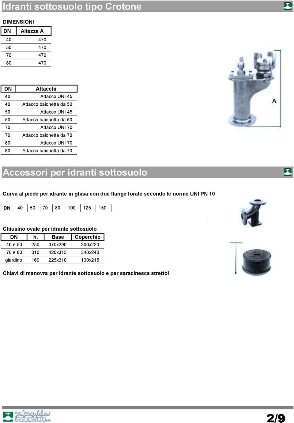 piede per idrante in ghisa con due flange forate secondo le norme UNI PN 10 DN 40 50 70 80 100 125 150 Chiusino ovale per idrante sottosuolo DN h.