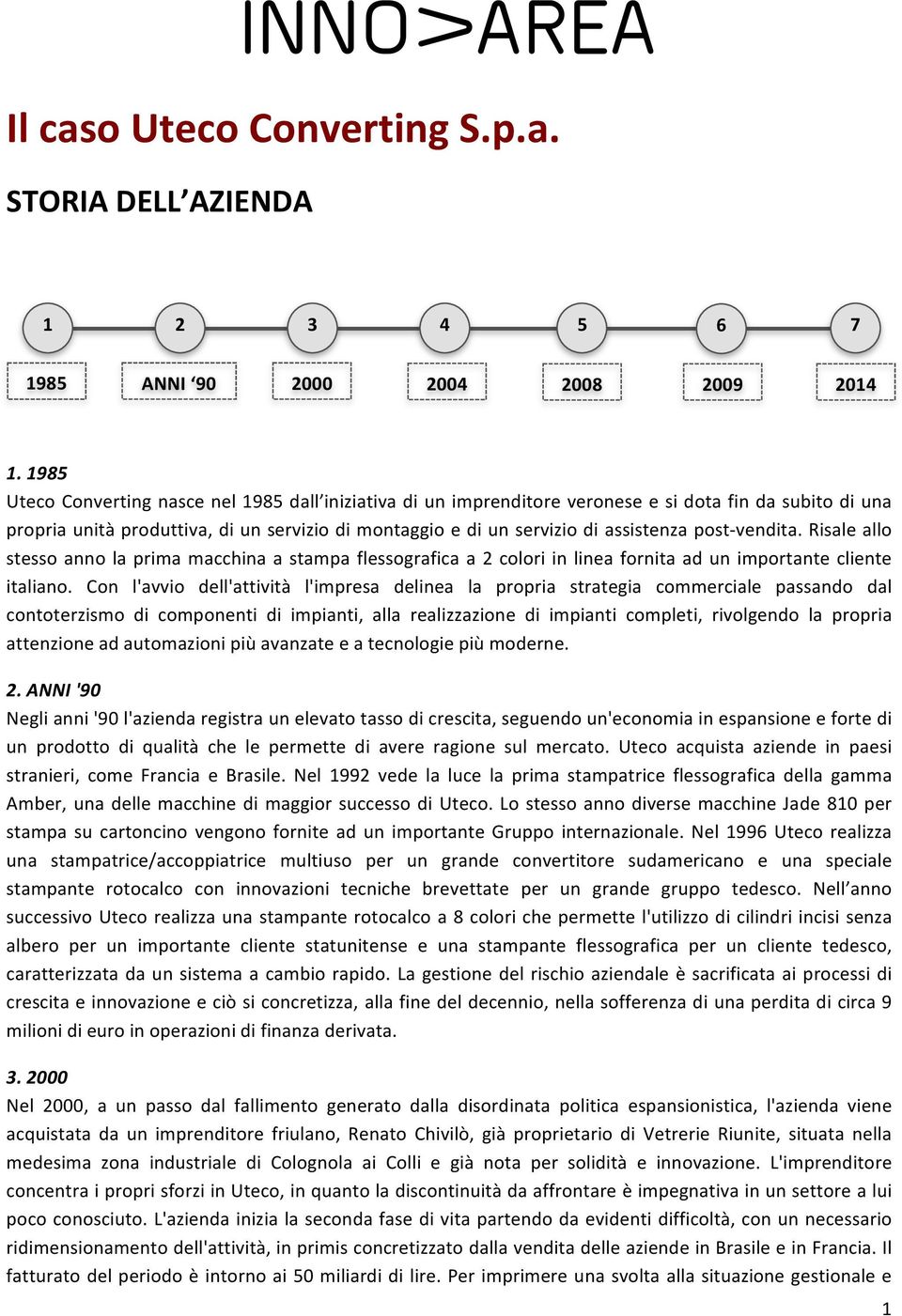 post- vendita. Risale allo stesso anno la prima macchina a stampa flessografica a 2 colori in linea fornita ad un importante cliente italiano.