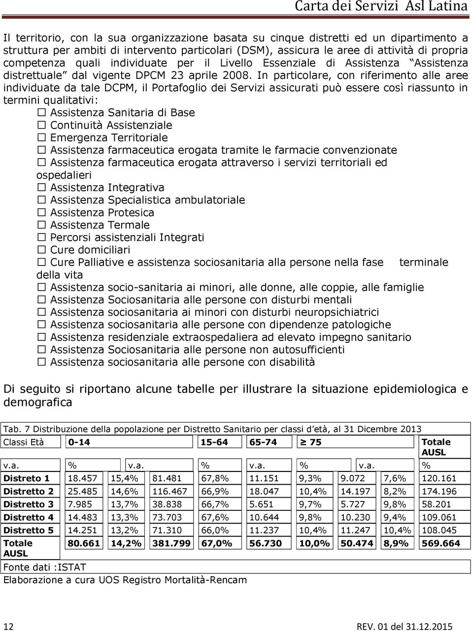 In particolare, con riferimento alle aree individuate da tale DCPM, il Portafoglio dei Servizi assicurati può essere così riassunto in termini qualitativi: Assistenza Sanitaria di Base Continuità