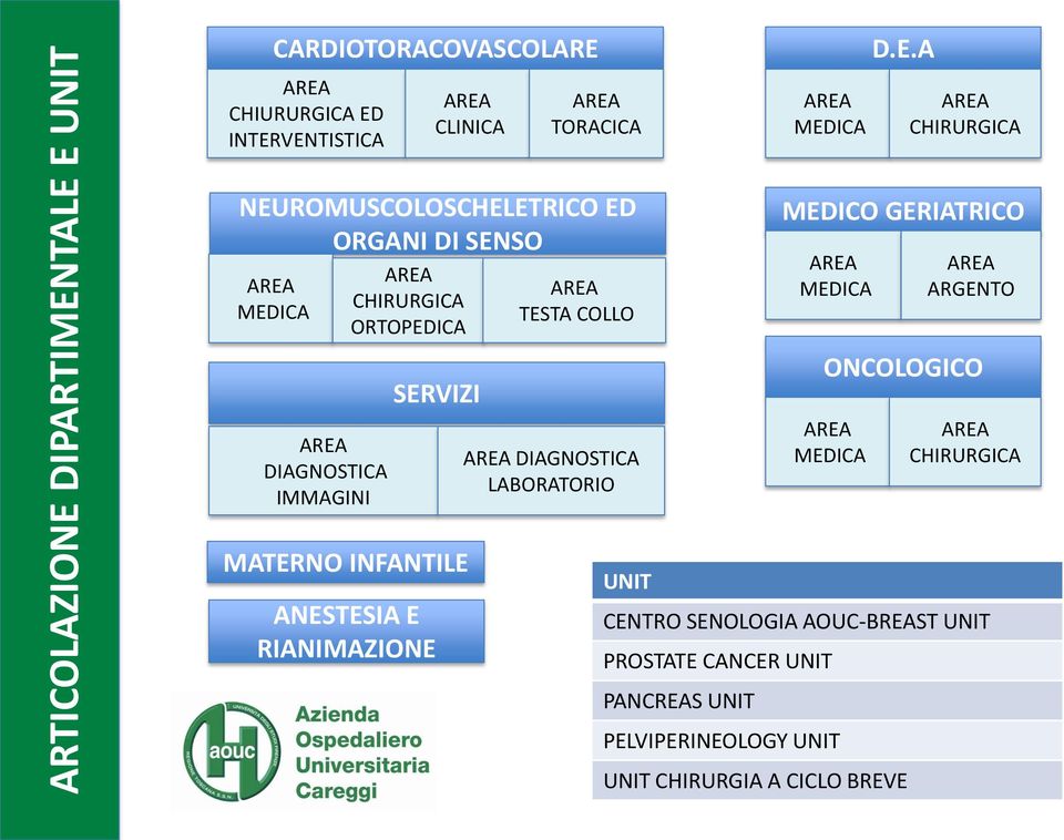 TALE E UNIT CARDIOTORACOVASCOLARE AREA CHIURURGICA ED INTERVENTISTICA AREA CLINICA AREA TORACICA AREA MEDICA D.E.A AREA CHIRURGICA