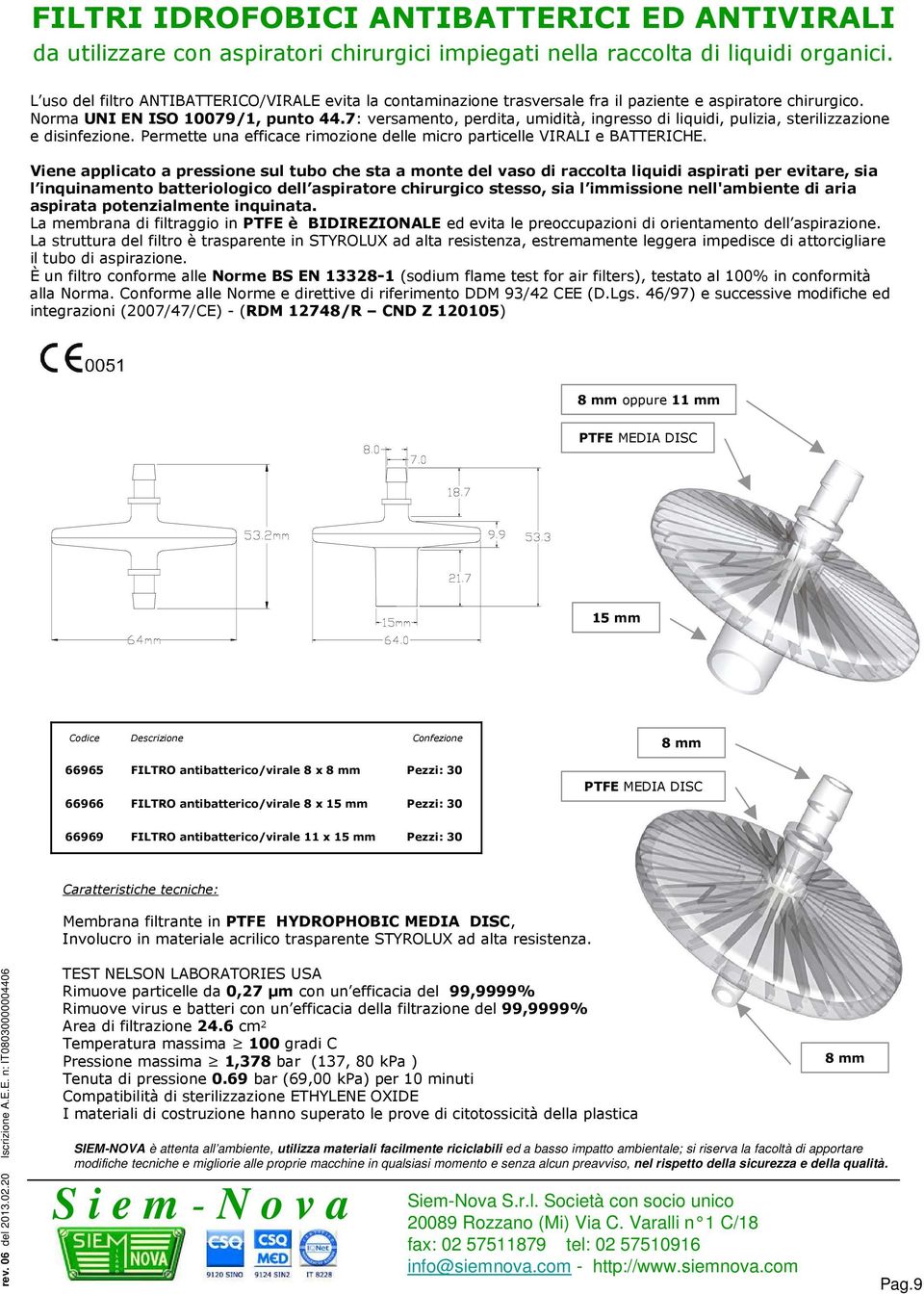 7: versamento, perdita, umidità, ingresso di liquidi, pulizia, sterilizzazione e disinfezione. Permette una efficace rimozione delle micro particelle VIRALI e BATTERICHE.