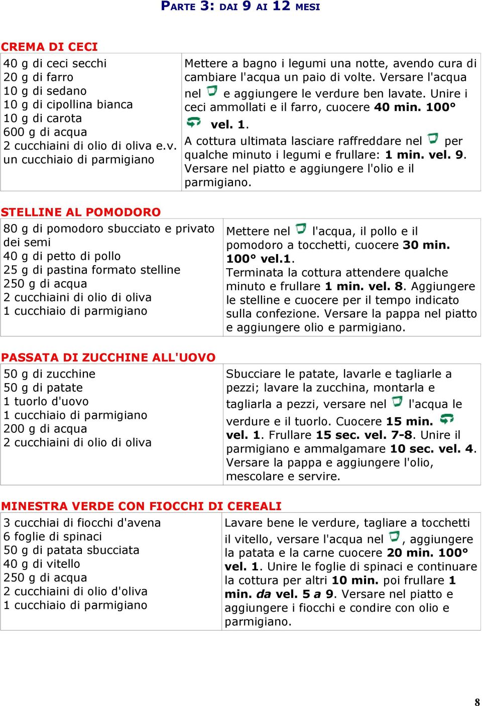 Unire i ceci ammollati e il farro, cuocere 40 min. 100 vel. 1. A cottura ultimata lasciare raffreddare nel per qualche minuto i legumi e frullare: 1 min. vel. 9.