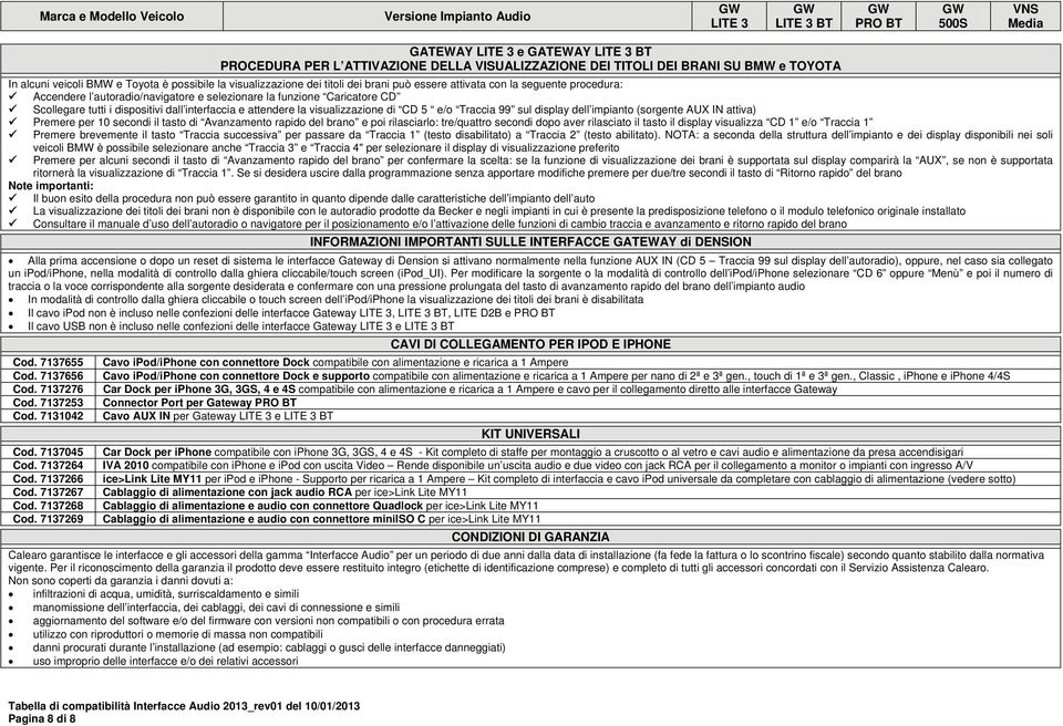 Traccia 99 sul display dell impianto (sorgente AUX IN attiva) Premere per 10 secondi il tasto di Avanzamento rapido del brano e poi rilasciarlo: tre/quattro secondi dopo aver rilasciato il tasto il