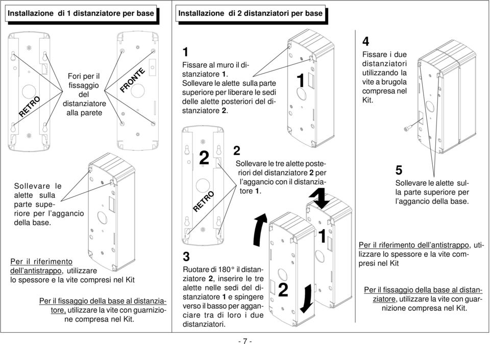 Sollevare le alette sulla parte superiore per l aggancio della base.