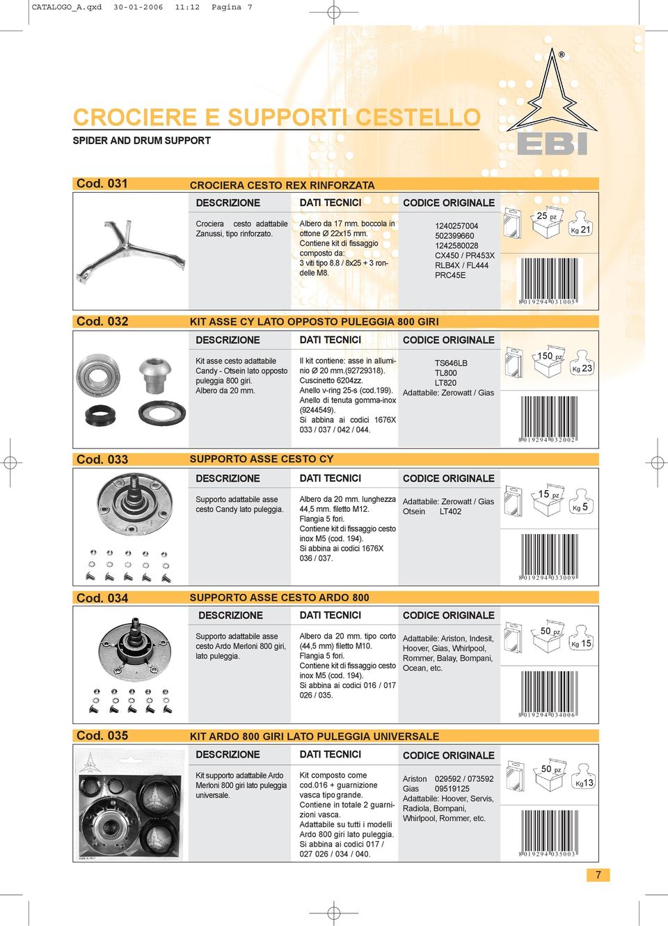 032 KIT ASSE CY LATO OPPOSTO PULEGGIA 800 GIRI Kit asse cesto adattabile Candy - Otsein lato opposto puleggia 800 giri. Albero da 20 mm. Il kit contiene: asse in allumits646lb nio Ø 20 mm.(92729318).