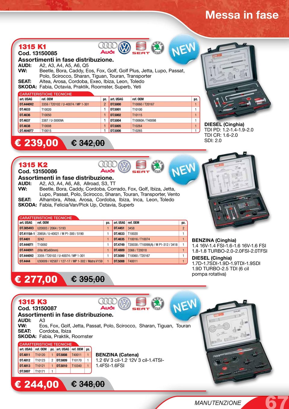 Leon, Toledo SKODA: Fabia, Octavia, Praktik, Roomster, Superb, Yeti DT.4440V2 3359 / T2002 / U-40074 / MP -30 DT.5000 T0060 / T2067 DT.4633 T0020 2 DT.500 T000 DT.4636 T0050 DT.5002 T05 DT.