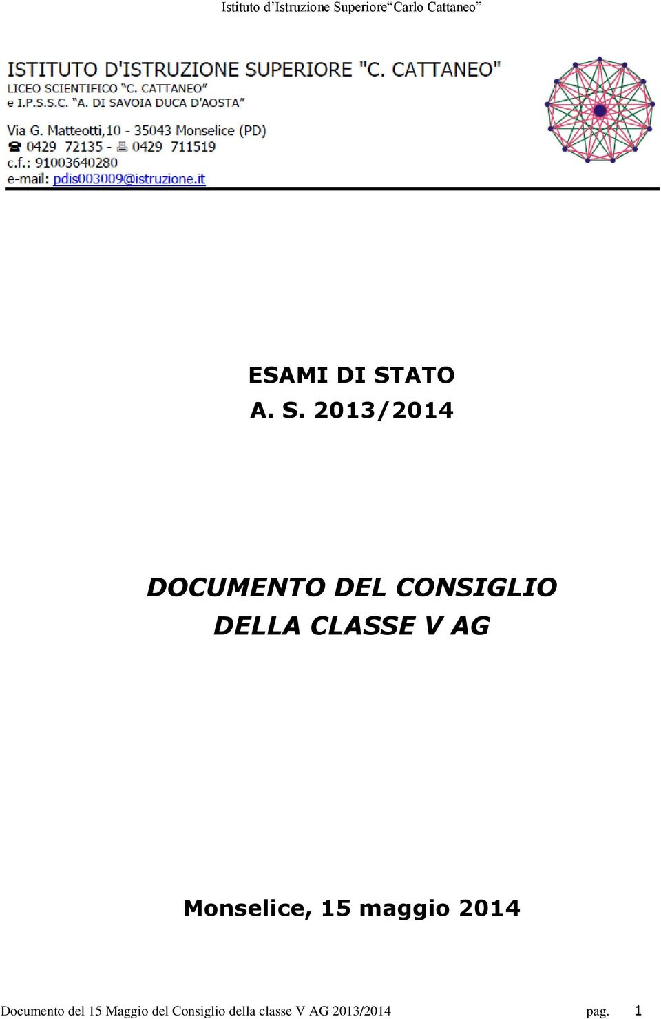 2013/2014 DOCUMENTO DEL CONSIGLIO DELLA