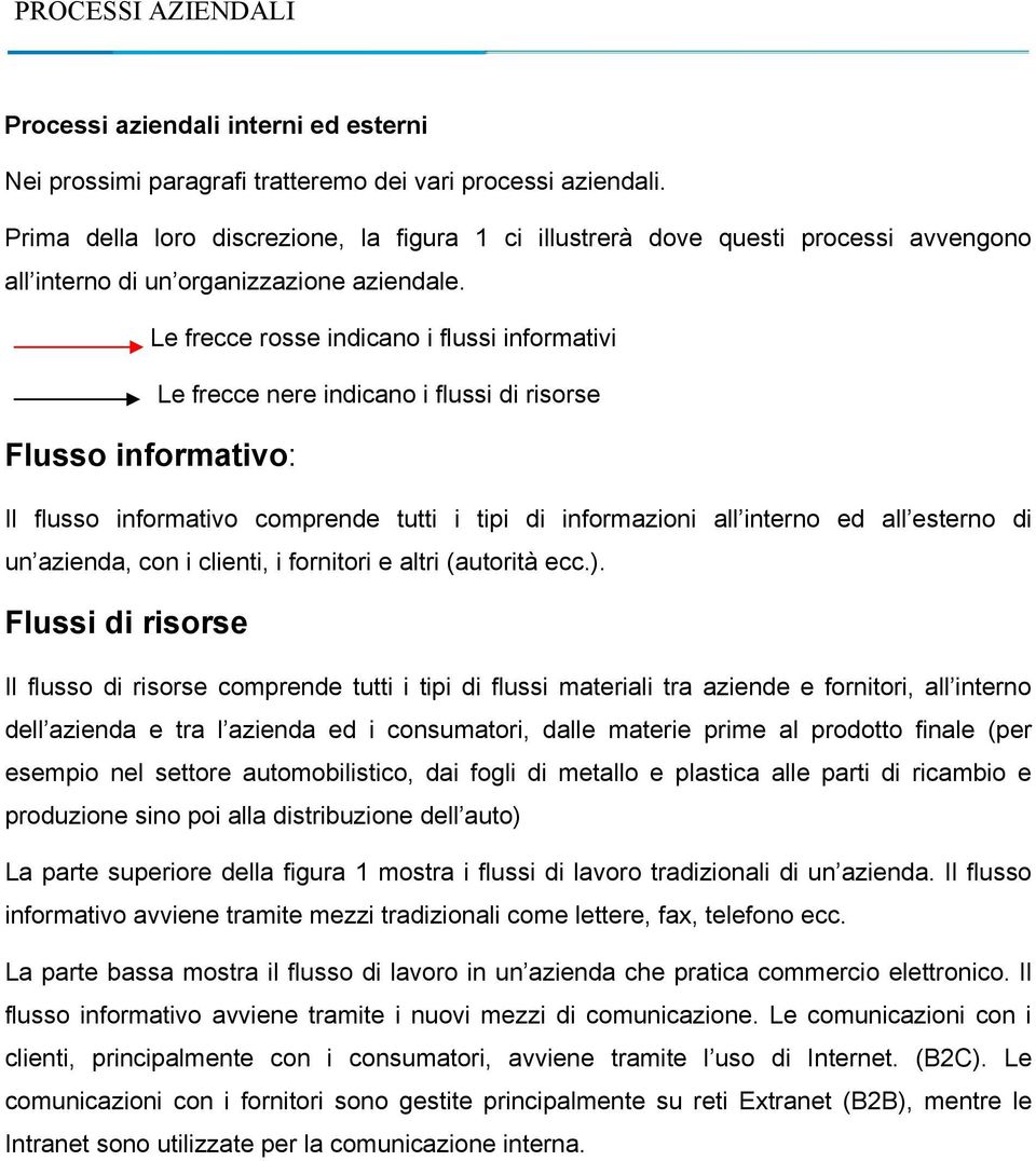 Le frecce rosse indicano i flussi informativi Le frecce nere indicano i flussi di risorse Flusso informativo: Il flusso informativo comprende tutti i tipi di informazioni all interno ed all esterno