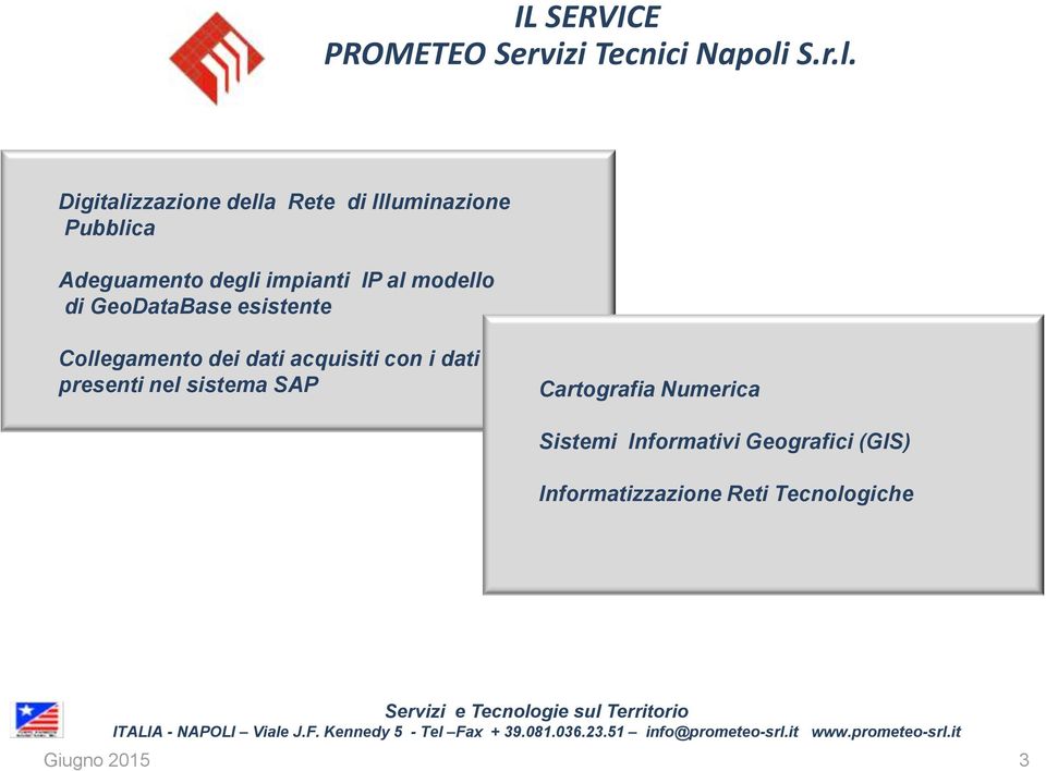 Digitalizzazione della Rete di Illuminazione Pubblica Adeguamento degli impianti IP al modello di GeoDataBase esistente