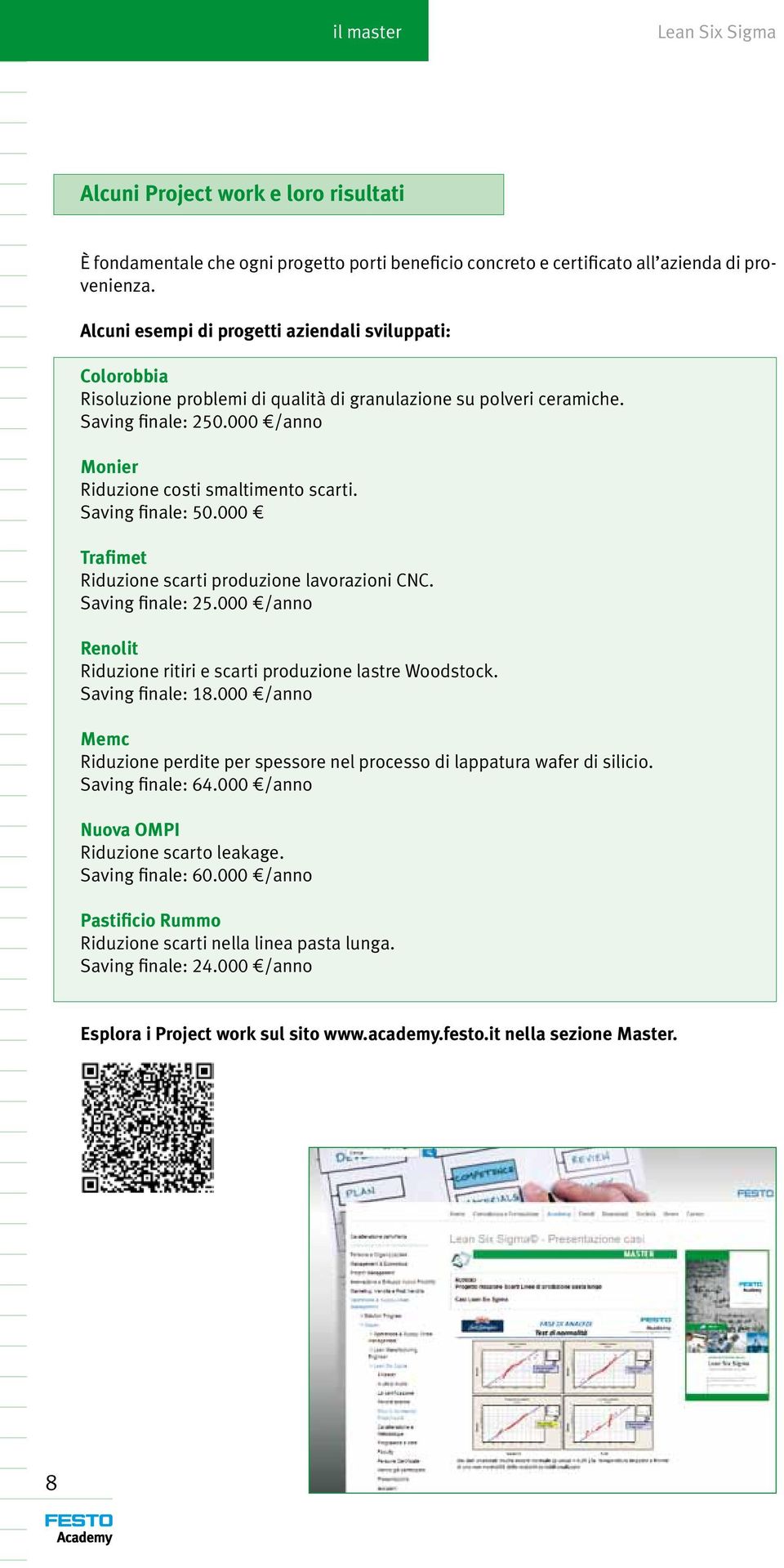 Saving finale: 50.000 Trafimet Riduzione scarti produzione lavorazioni CNC. Saving finale: 25.000 /anno Renolit Riduzione ritiri e scarti produzione lastre Woodstock. Saving finale: 18.