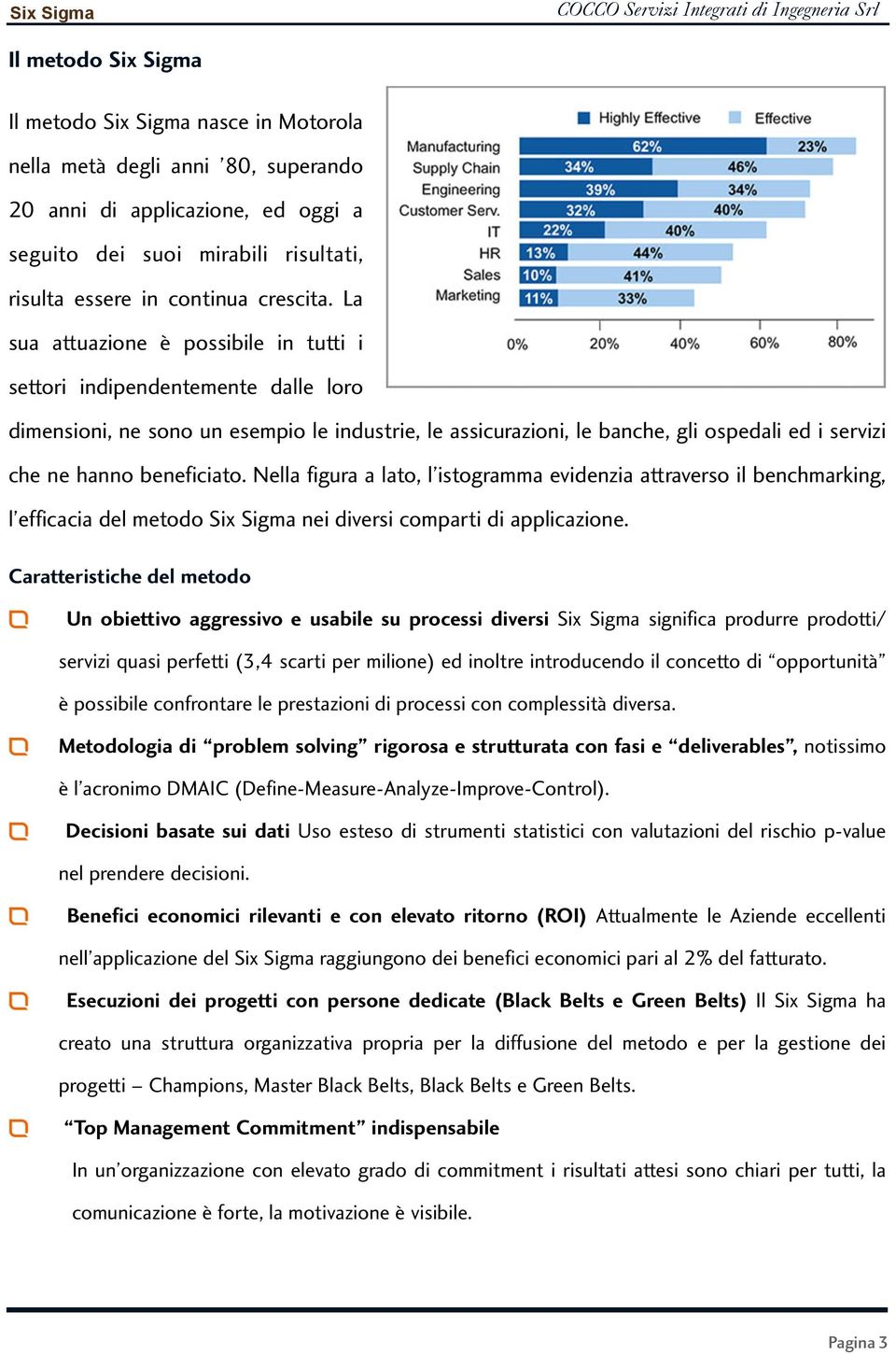 La sua attuazione è possibile in tutti i settori indipendentemente dalle loro dimensioni, ne sono un esempio le industrie, le assicurazioni, le banche, gli ospedali ed i servizi che ne hanno