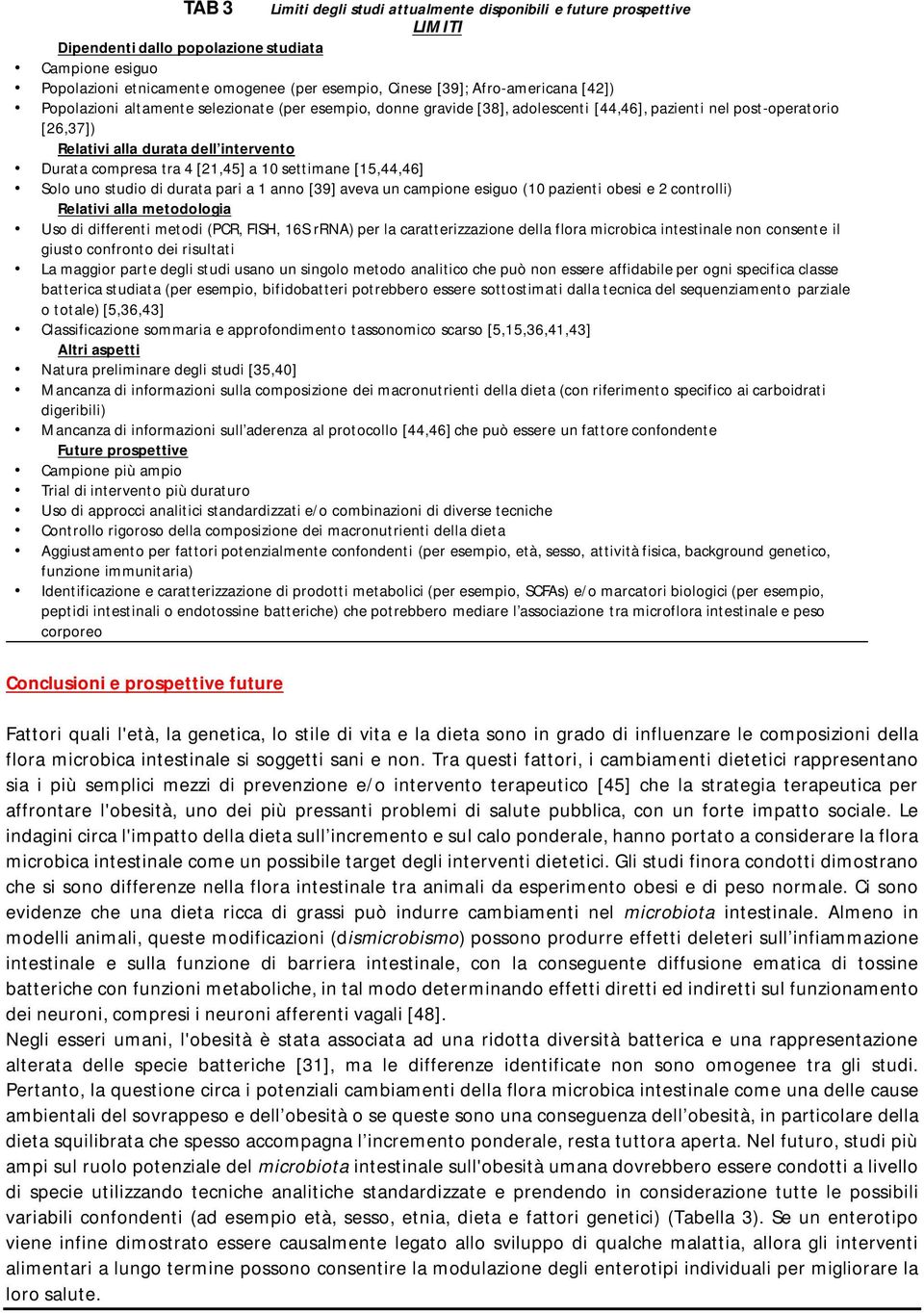 compresa tra 4 [21,45] a 10 settimane [15,44,46] Solo uno studio di durata pari a 1 anno [39] aveva un campione esiguo (10 pazienti obesi e 2 controlli) Relativi alla metodologia Uso di differenti