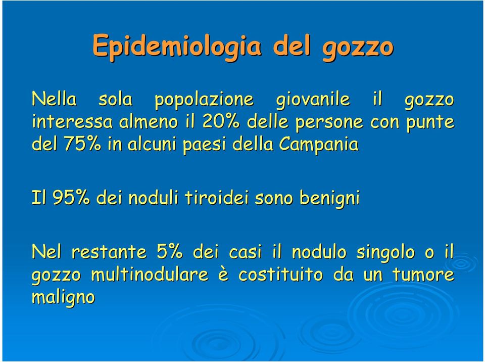 della Campania Il 95% dei noduli tiroidei sono benigni Nel restante 5%