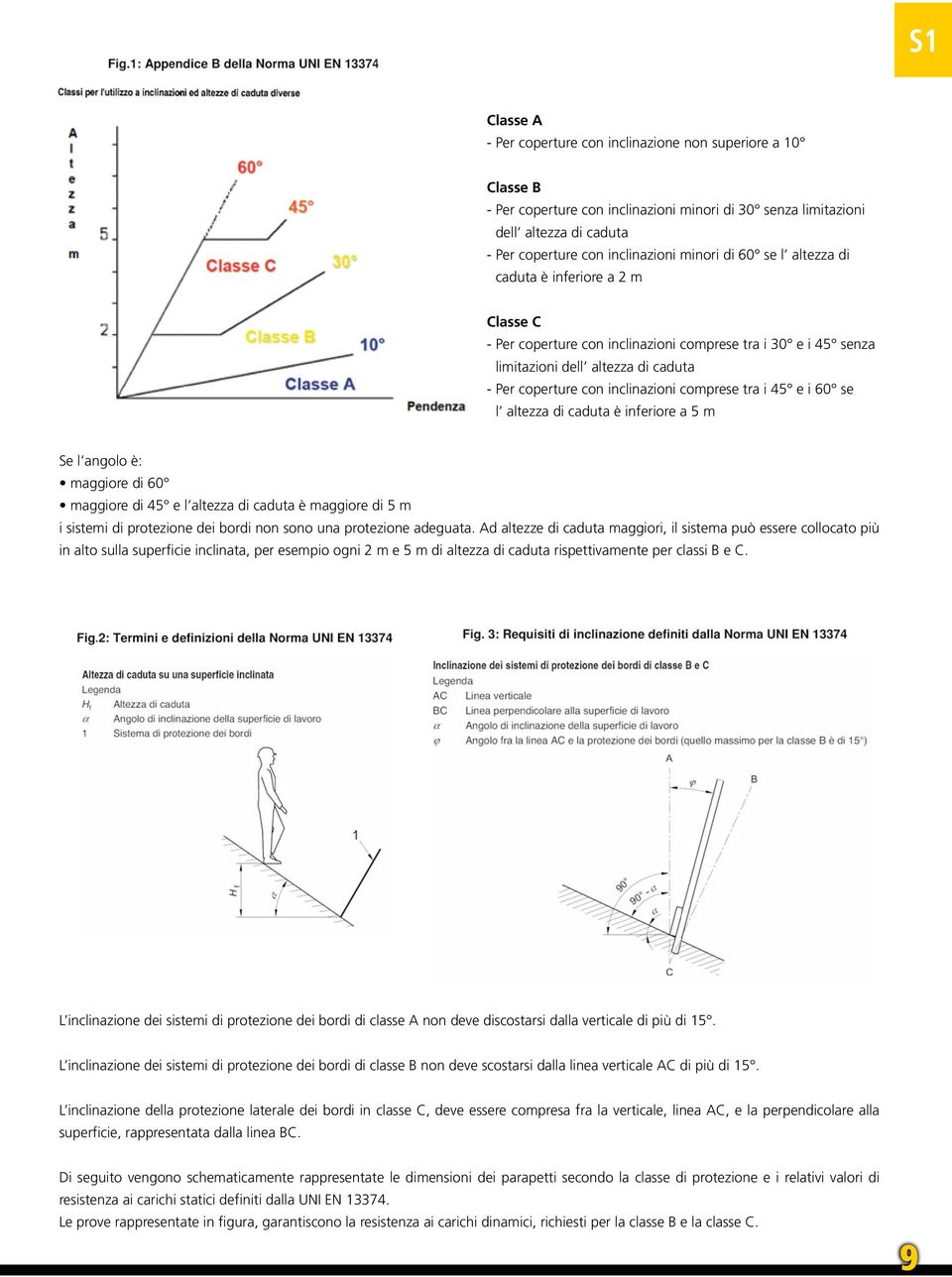 tra i 45 e i 60 se l altezza di caduta è inferiore a 5 m Se l angolo è: maggiore di 60 maggiore di 45 e l altezza di caduta è maggiore di 5 m i sistemi di protezione dei bordi non sono una protezione
