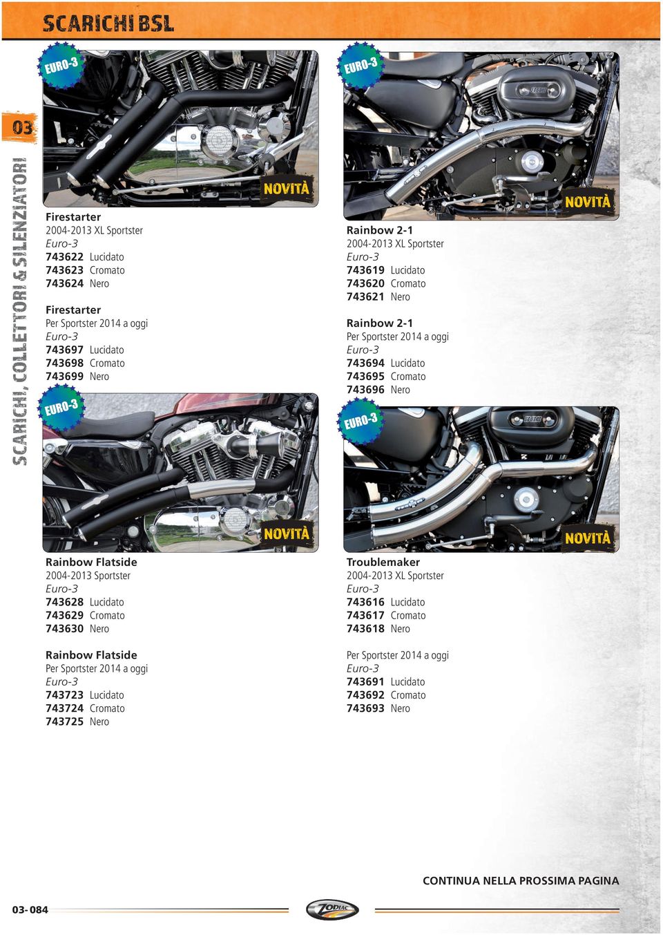 Cromato 743696 Nero Rainbow Flatside 2004-2013 Sportster 743628 Lucidato 743629 Cromato 743630 Nero Troublemaker 2004-2013 XL Sportster 743616 Lucidato