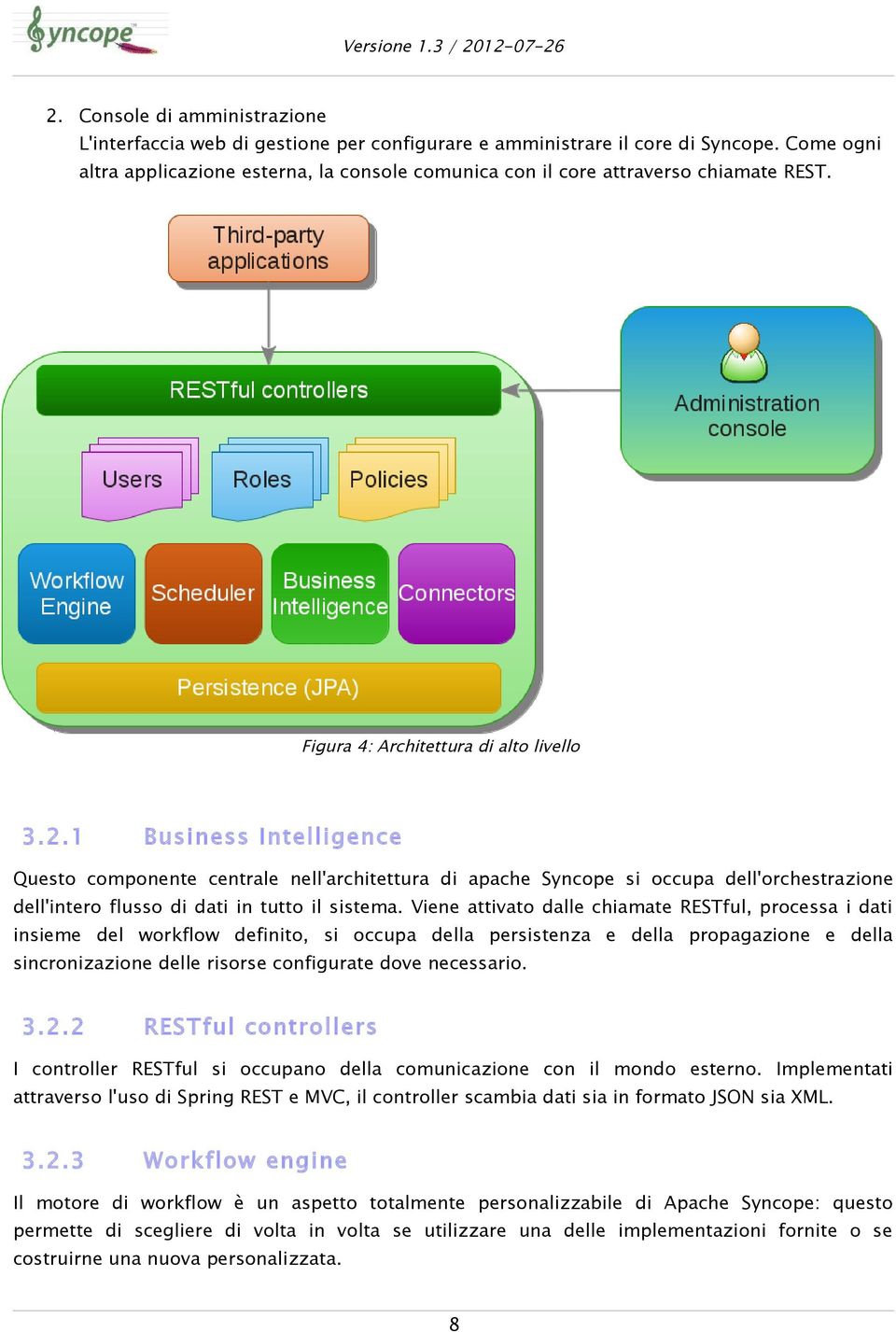 1 Business Intelligence Questo componente centrale nell'architettura di apache Syncope si occupa dell'orchestrazione dell'intero flusso di dati in tutto il sistema.