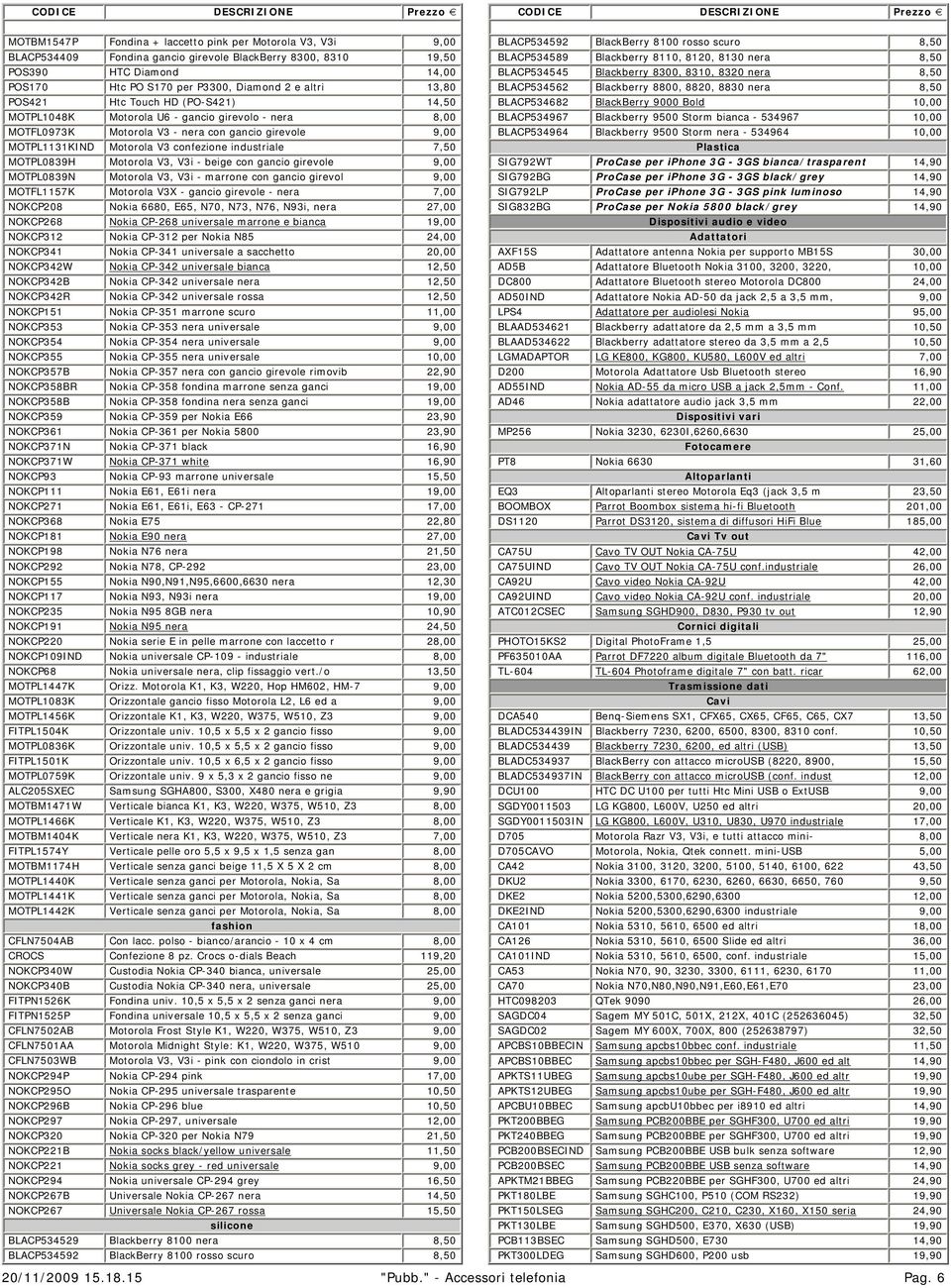 7,50 MOTPL0839H Motorola V3, V3i - beige con gancio girevole 9,00 MOTPL0839N Motorola V3, V3i - marrone con gancio girevol 9,00 MOTFL1157K Motorola V3X - gancio girevole - nera 7,00 NOKCP208 Nokia