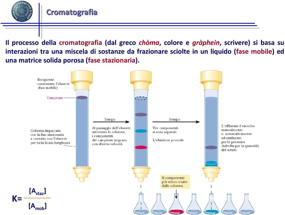 miscela di sostanze da frazionare sciolte in un liquido (fase