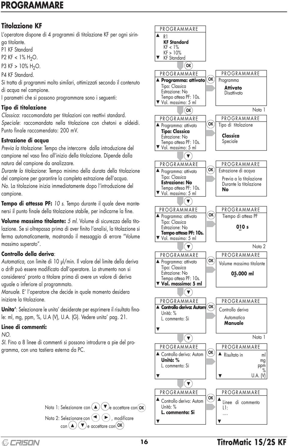 I parametri che si possono programmare sono i seguenti: Tipo di titolazione Classica: raccomandata per titolazioni con reattivi standard.