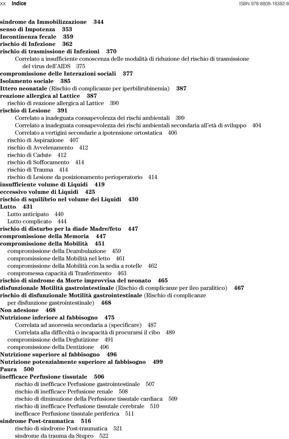 di complicanze per iperbilirubinemia) 387 reazione allergica al Lattice 387 rischio di reazione allergica al Lattice 390 rischio di Lesione 391 Correlato a inadeguata consapevolezza dei rischi