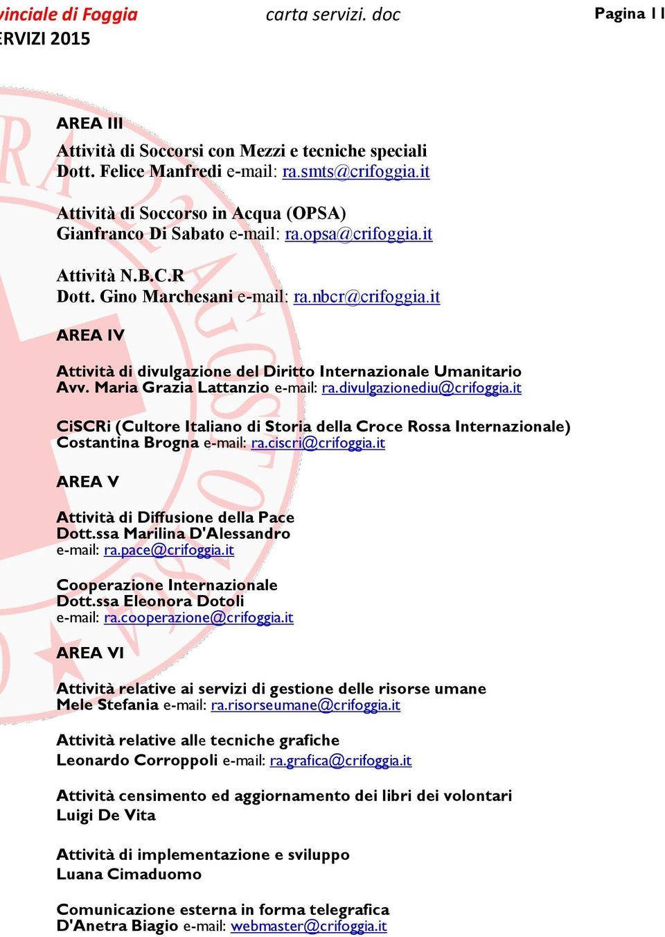 it AREA IV Attività di divulgazione del Diritto Internazionale Umanitario Avv. Maria Grazia Lattanzio e-mail: ra.divulgazionediu@crifoggia.