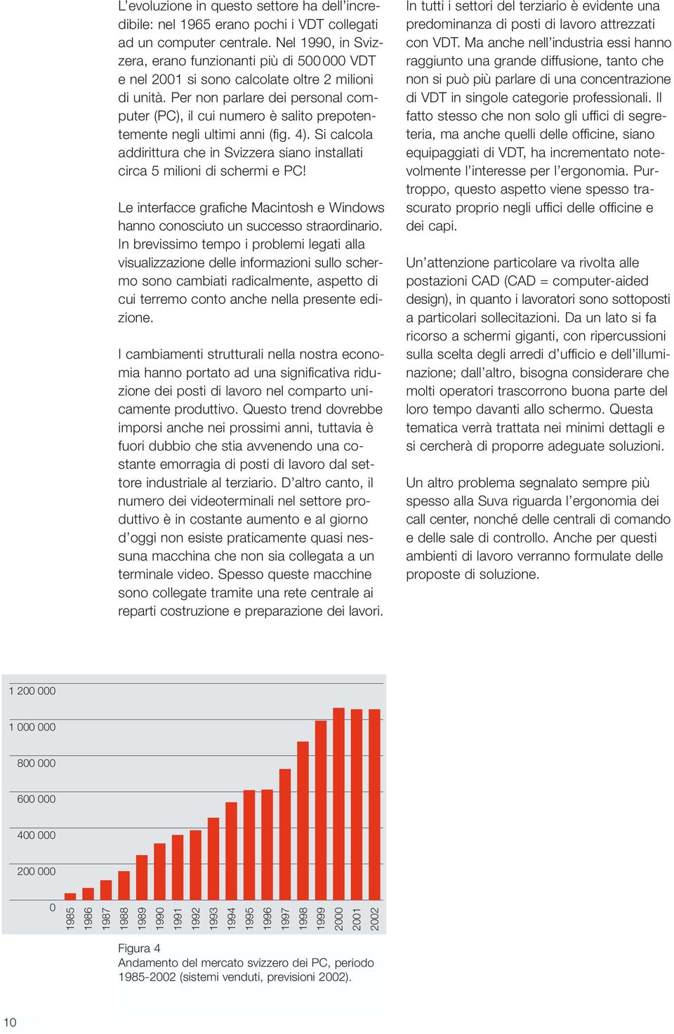 Per non parlare dei personal computer (PC), il cui numero è salito prepotentemente negli ultimi anni (fig. 4). Si calcola addirittura che in Svizzera siano installati circa 5 milioni di schermi e PC!