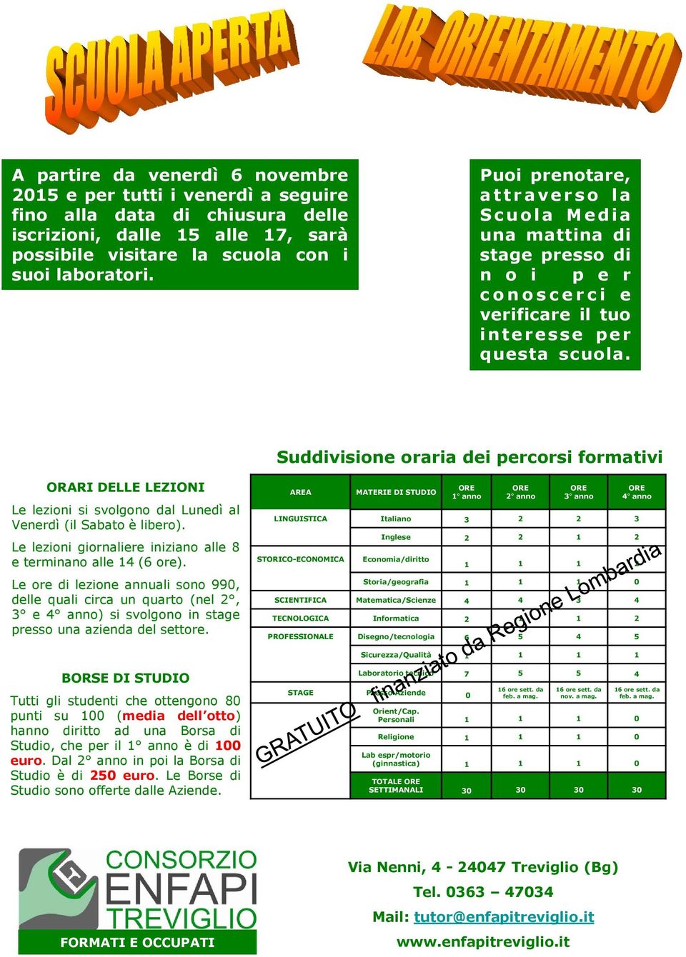 Suddivisione oraria dei percorsi formativi ORARI DELLE LEZIONI Le lezioni si svolgono dal Lunedì al Venerdì (il Sabato è libero). Le lezioni giornaliere iniziano alle 8 e terminano alle 14 (6 ore).