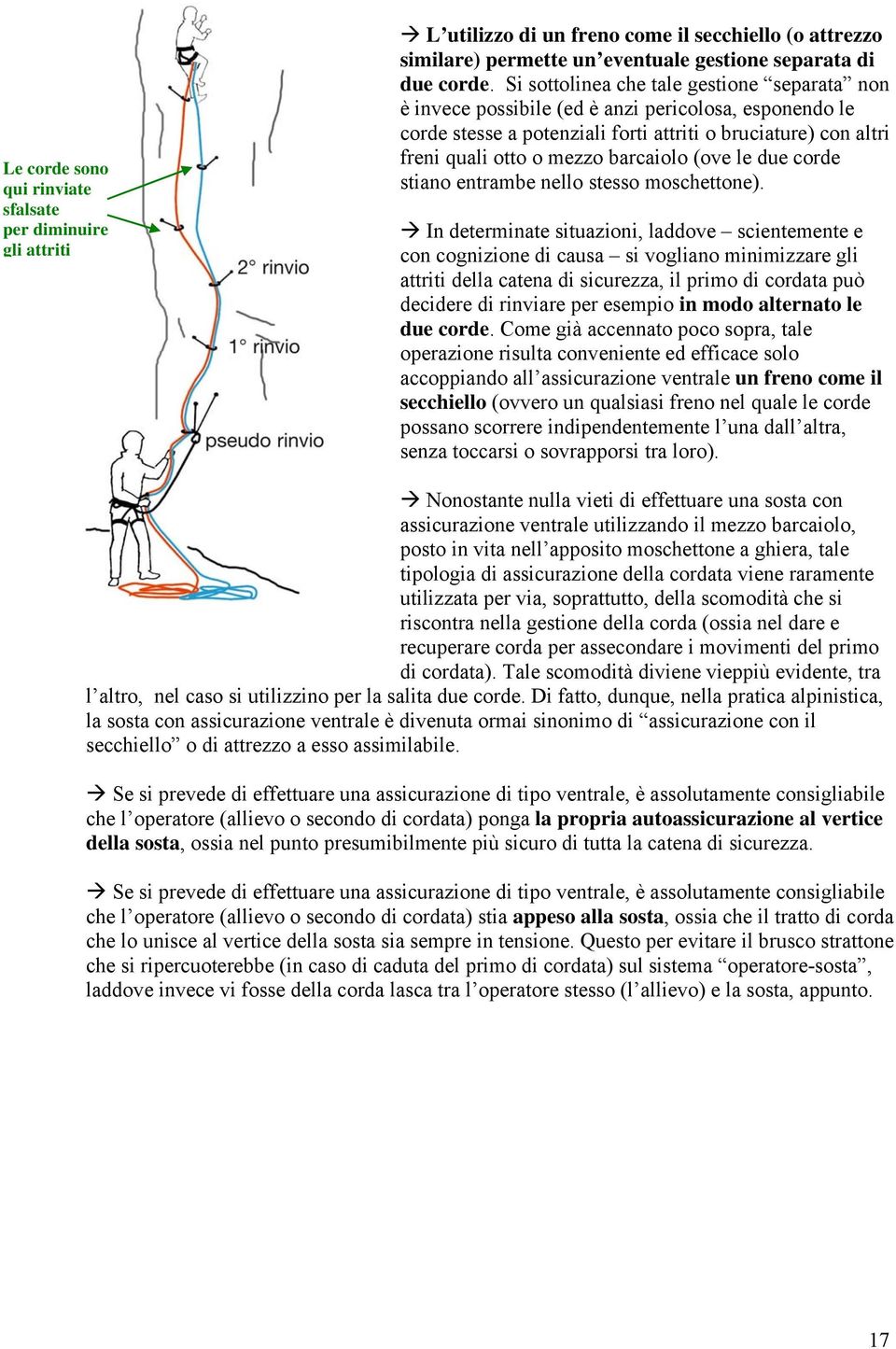 (ove le due corde stiano entrambe nello stesso moschettone).