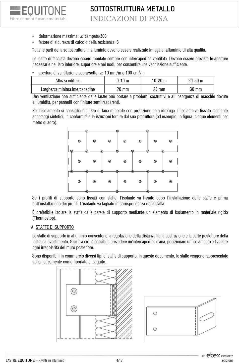 Devono essere previste le aperture necessarie nel lato inferiore, superiore e nei nodi, per consentire una ventilazione sufficiente.