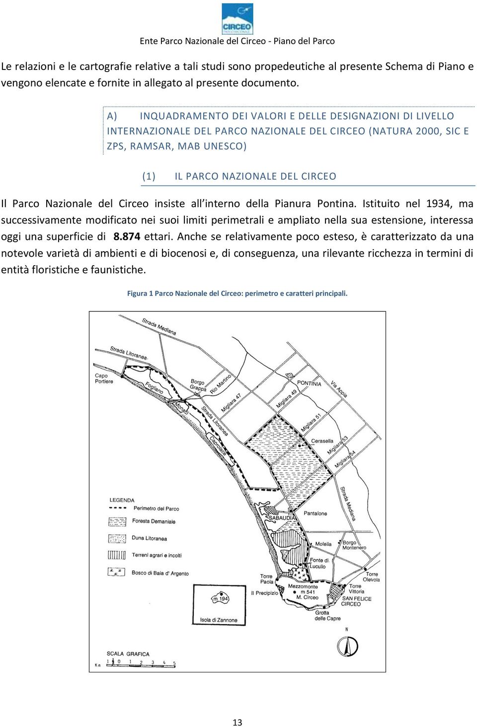 Nazionale del Circeo insiste all interno della Pianura Pontina.