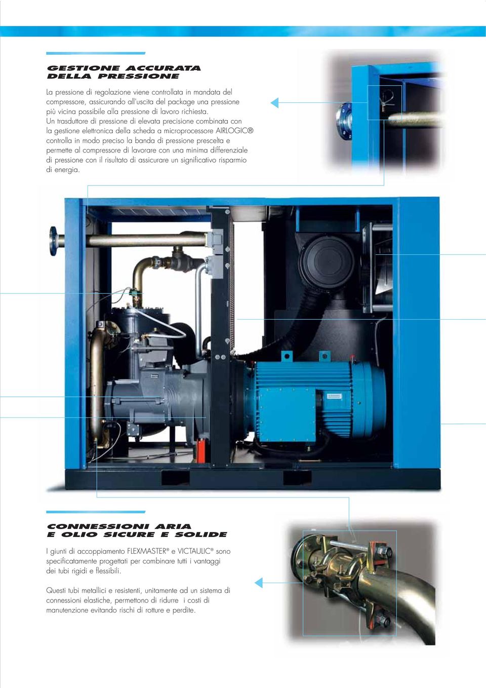 Un trasduttore di pressione di elevata precisione combinata con la gestione elettronica della scheda a microprocessore AIRLOGIC controlla in modo preciso la banda di pressione prescelta e permette al