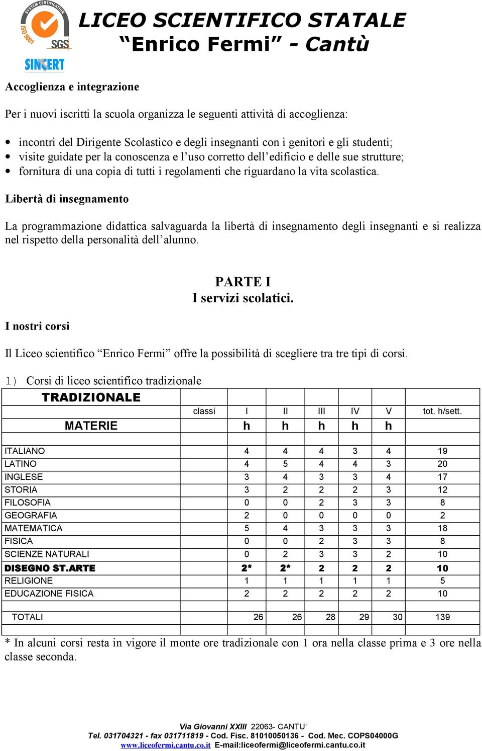 Libertà di insegnamento La programmazione didattica salvaguarda la libertà di insegnamento degli insegnanti e si realizza nel rispetto della personalità dell alunno.