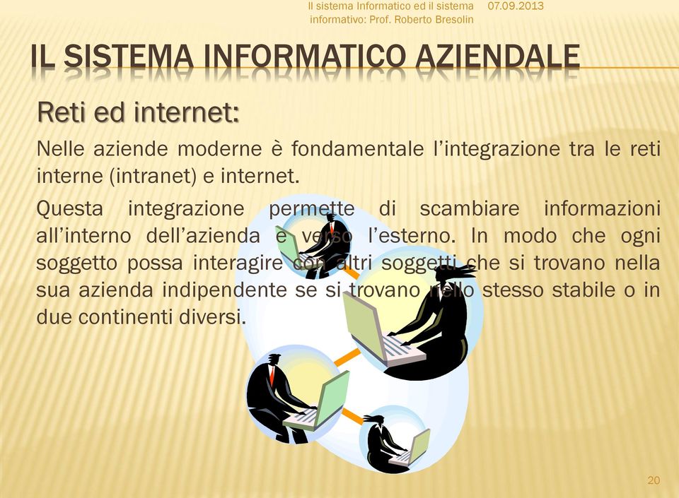 Questa integrazione permette di scambiare informazioni all interno dell azienda e verso l