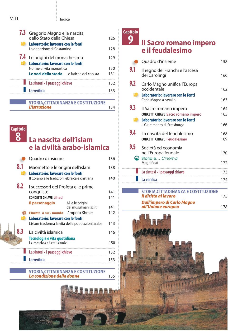 istruzione 134 Capitolo 8 La nascita dell islam e la civiltà arabo-islamica Quadro d insieme 136 8.1 Maometto e le origini dell islam 138 Il Corano e le tradizioni ebraica e cristiana 140 8.