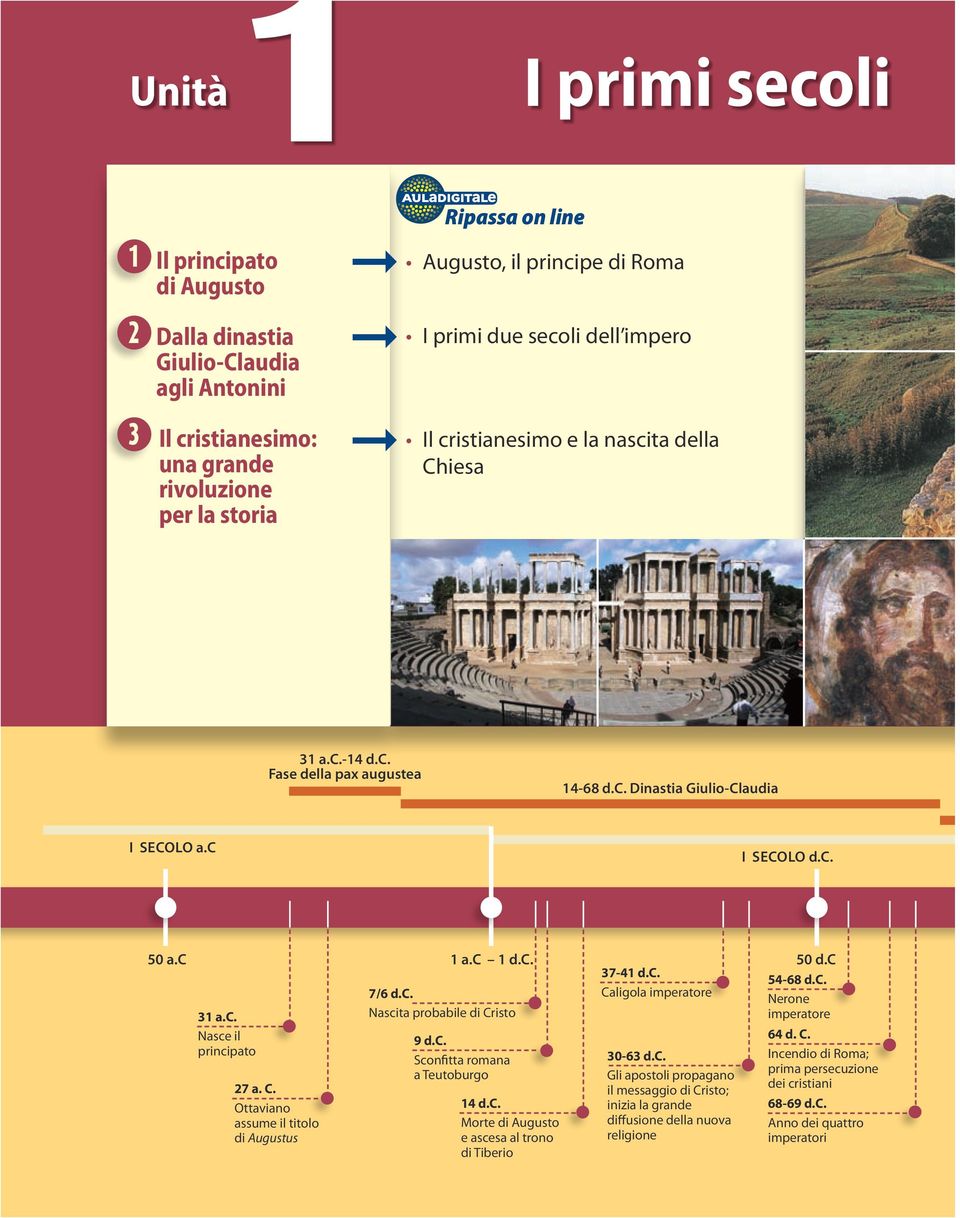 C. Ottaviano assume il titolo di Augustus 7/6 d.c. Nascita probabile di Cristo 1 a.c 1 d.c. 50 d.c 37-41 d.c. Caligola imperatore 9 d.c. Sconfitta romana a Teutoburgo 14 d.c. Morte di Augusto e ascesa al trono di Tiberio 30-63 d.