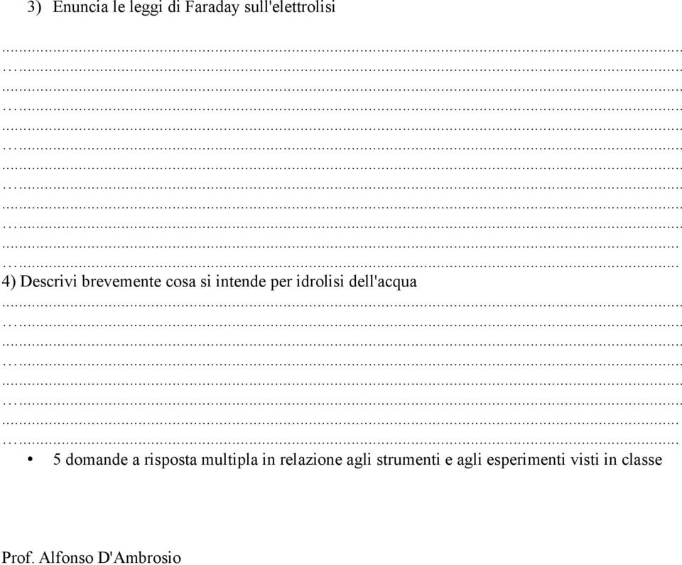 dell'acqua 5 domande a risposta multipla in relazione