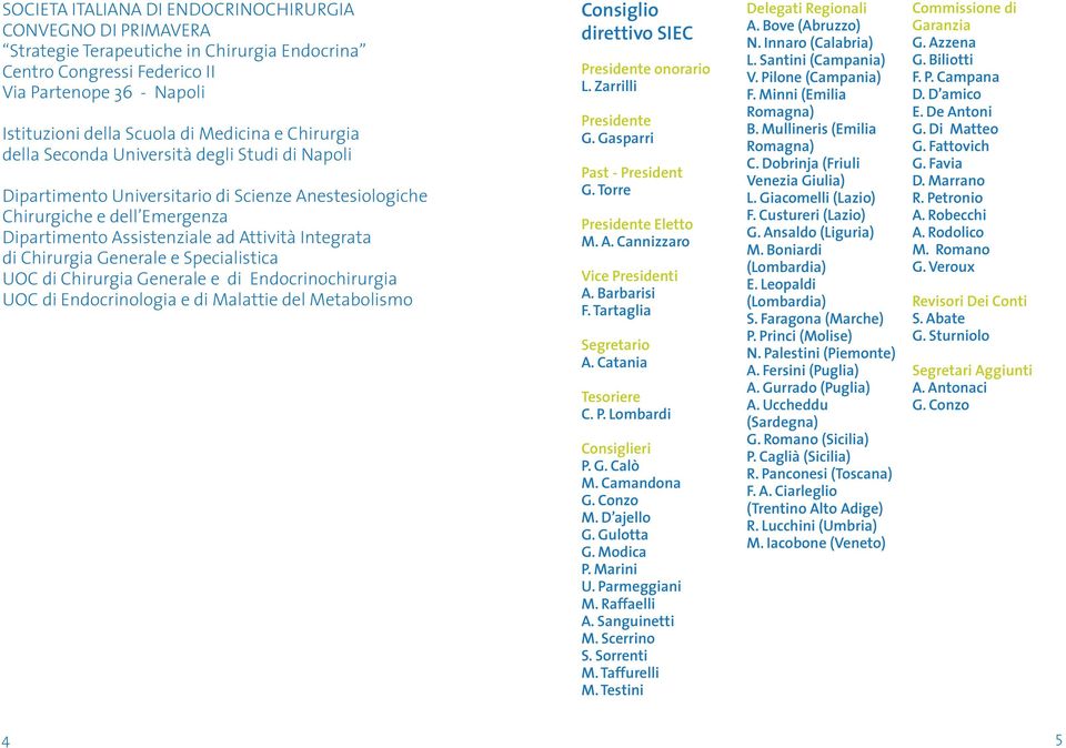 Chirurgia Generale e Specialistica UOC di Chirurgia Generale e di Endocrinochirurgia UOC di Endocrinologia e di Malattie del Metabolismo Consiglio direttivo SIEC Presidente onorario L.