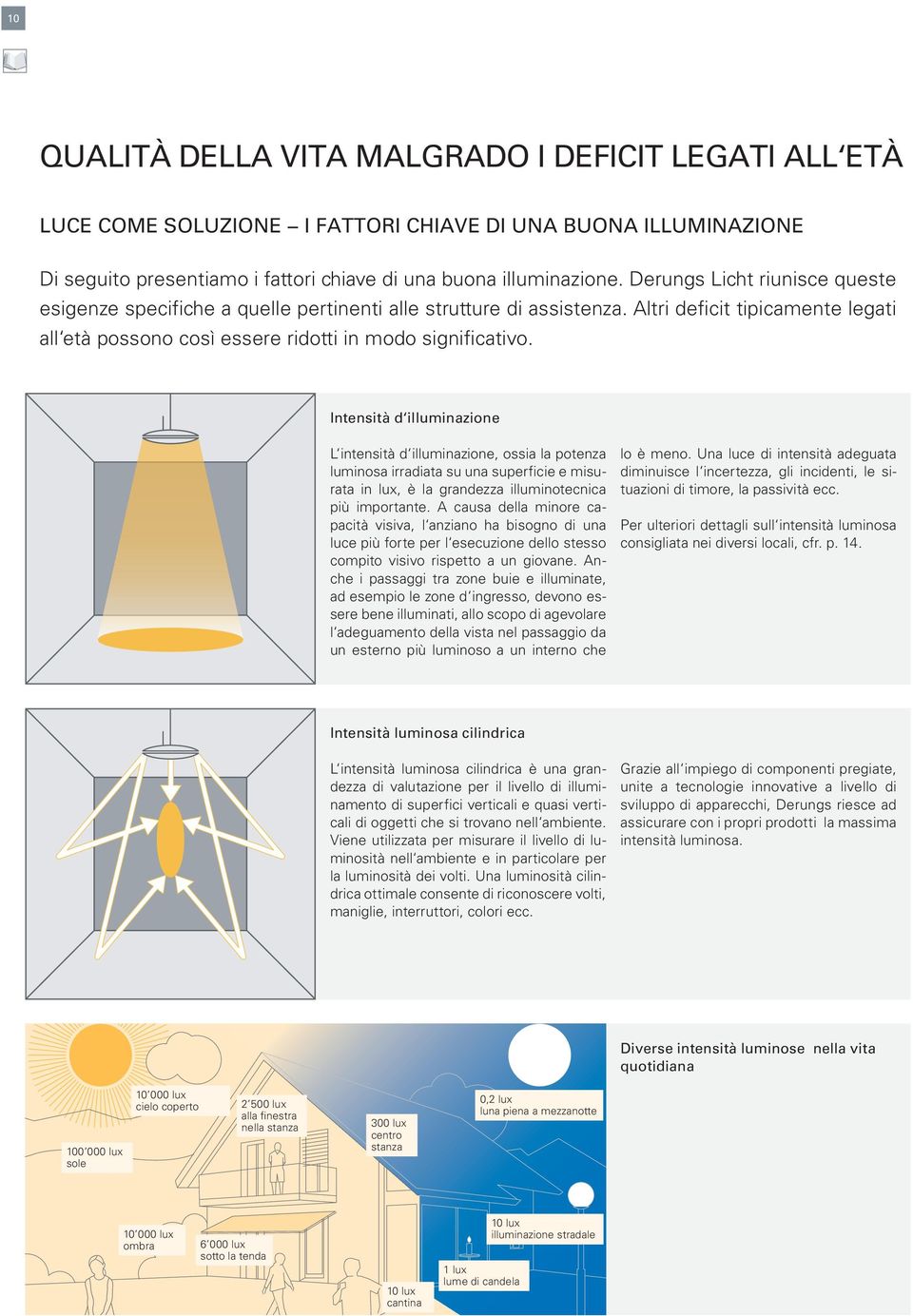 Intensità d illuminazione L intensità d illuminazione, ossia la potenza luminosa irradiata su una superficie e misurata in lux, è la grandezza illuminotecnica più importante.