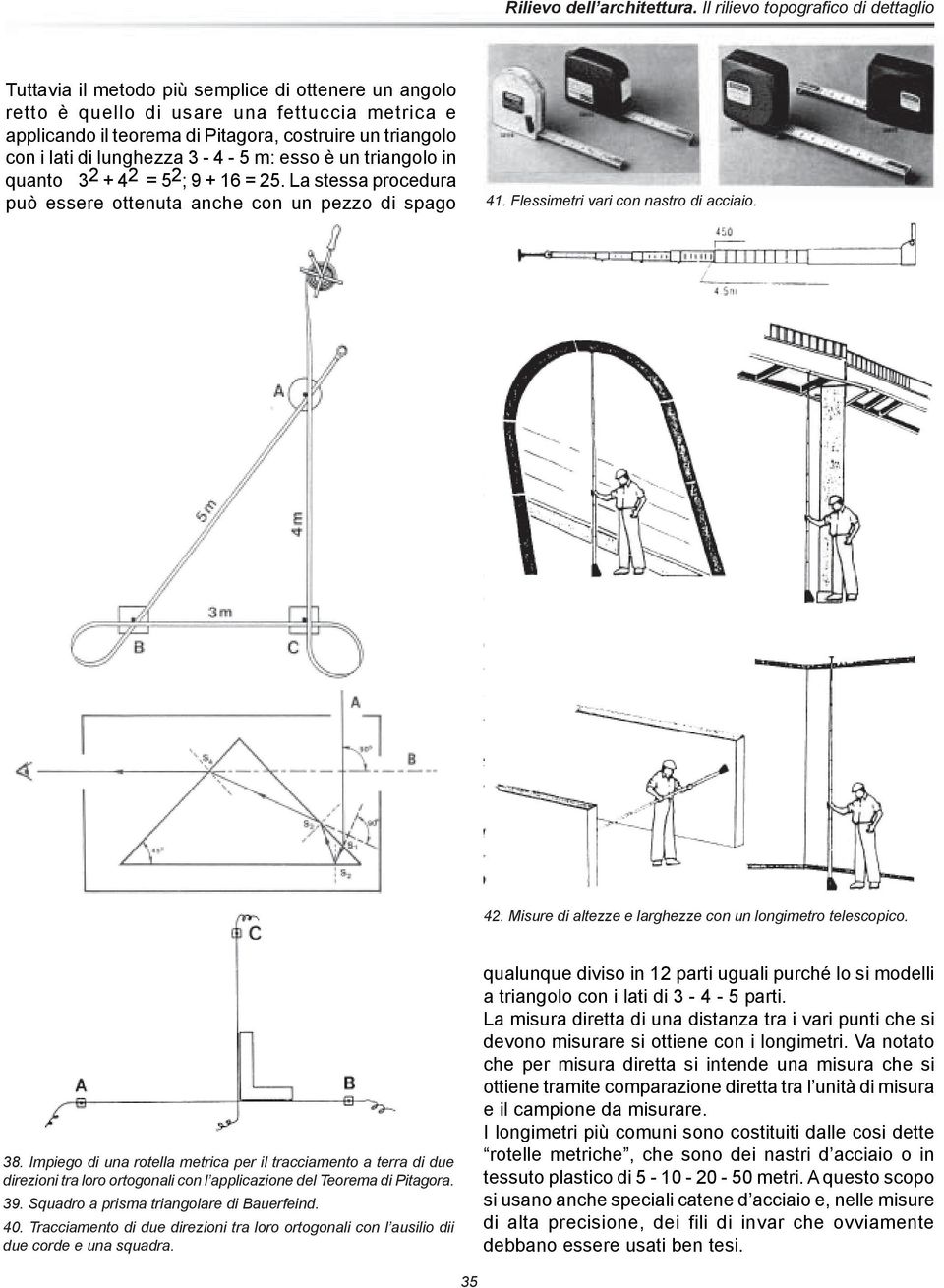 Misure di altezze e larghezze con un longimetro telescopico. 38.