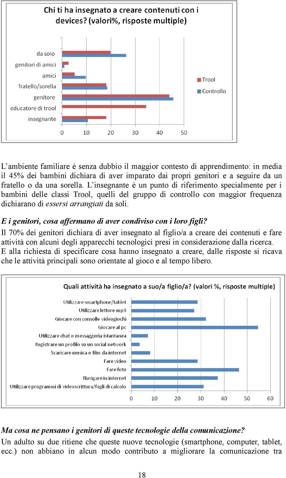 E i genitori, cosa affermano di aver condiviso con i loro figli?