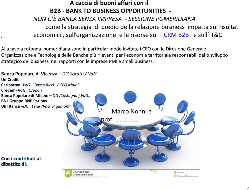 Banche più rilevanti per l economia territoriale responsabili dello sviluppo strategico del business nei rapporti con le imprese PMI e smallbusiness.
